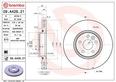 BREMBO 09.A426.21 EAN: 8020584234556.