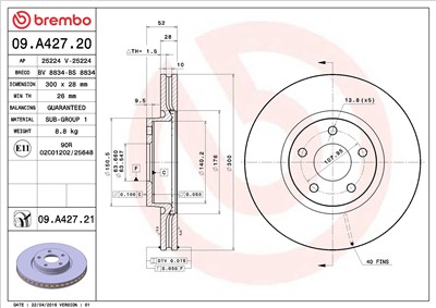 BREMBO 09.A427.21 EAN: 8020584027882.