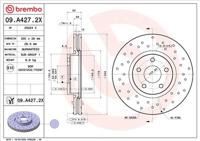 BREMBO 09.A427.2X EAN: 8020584324950.