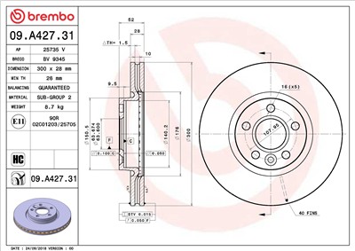 BREMBO 09.A427.31 EAN: 8020584234563.