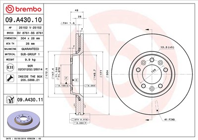 BREMBO 09.A430.10 EAN: 8020584019030.