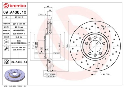 BREMBO 09.A430.1X EAN: 8020584323274.