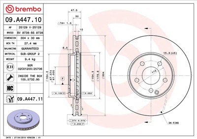 BREMBO 09.A447.11 EAN: 8020584034767.