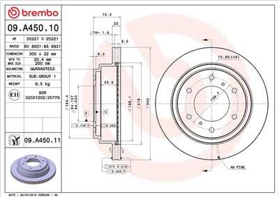 BREMBO 09.A450.11 EAN: 8020584210666.