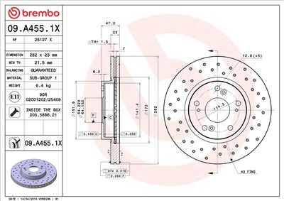 BREMBO 09.A455.1X EAN: 8020584217627.
