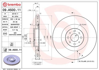 BREMBO 09.A500.11 EAN: 8020584018439.