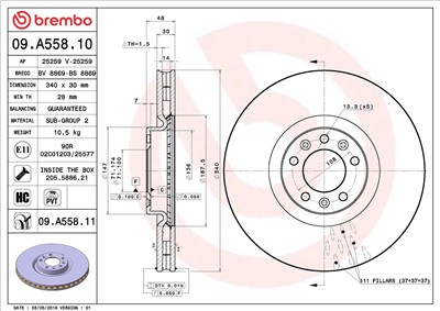 BREMBO 09.A558.11 EAN: 8020584033104.