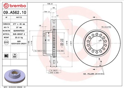 BREMBO 09.A562.10 EAN: 8020584032961.