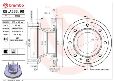 BREMBO 09.A563.90 EAN: 8020584239889.