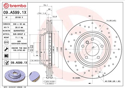 BREMBO 09.A599.1X EAN: 8020584226339.