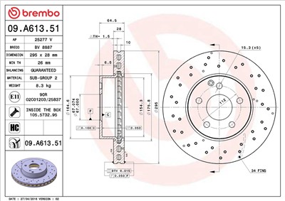 BREMBO 09.A613.51 EAN: 8020584037478.