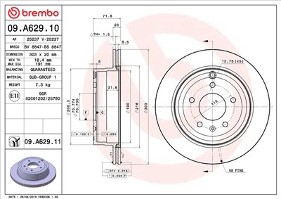 BREMBO 09.A629.11 EAN: 8020584222195.