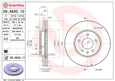 BREMBO 09.A630.11 EAN: 8020584222201.