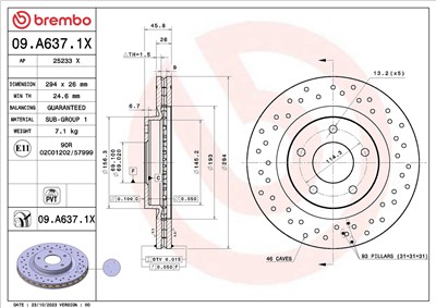 BREMBO 09.A637.1X EAN: 8020584326091.