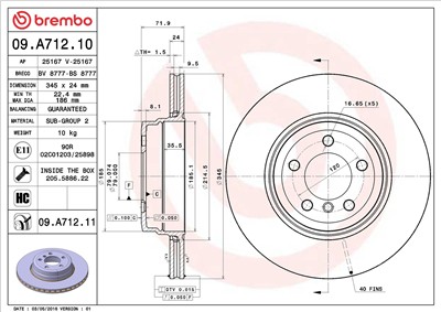 BREMBO 09.A712.11 EAN: 8020584019573.