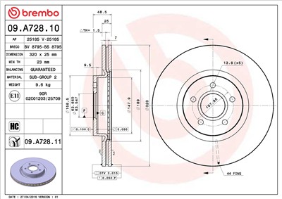 BREMBO 09.A728.11 EAN: 8020584020593.