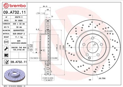 BREMBO 09.A732.11 EAN: 8020584037515.