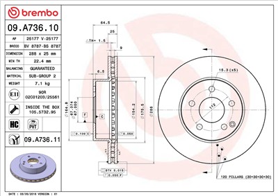 BREMBO 09.A736.11 EAN: 8020584020166.