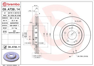 BREMBO 09.A738.11 EAN: 8020584032770.