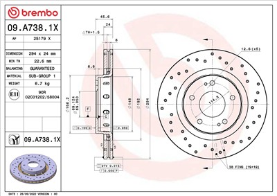 BREMBO 09.A738.1X EAN: 8020584319710.