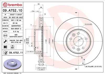 BREMBO 09.A752.11 EAN: 8020584214978.