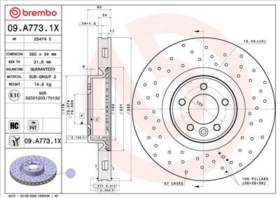BREMBO 09.A773.1X EAN: 8020584325506.