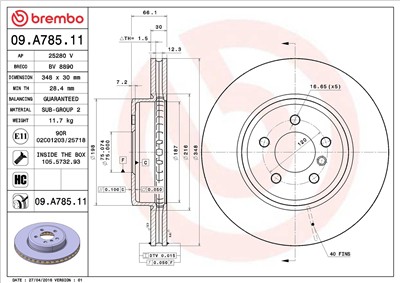 BREMBO 09.A785.11 EAN: 8020584035764.