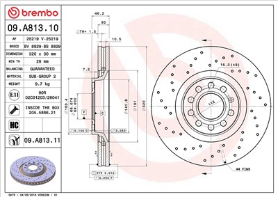 BREMBO 09.A813.11 EAN: 8020584027745.