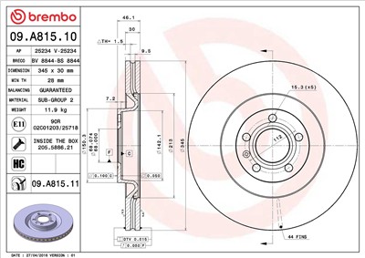 BREMBO 09.A815.11 EAN: 8020584028537.