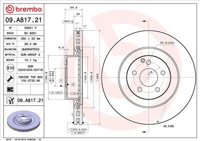 BREMBO 09.A817.21 EAN: 8020584227329.