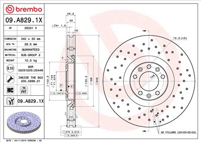 BREMBO 09.A829.1X EAN: 8020584220665.