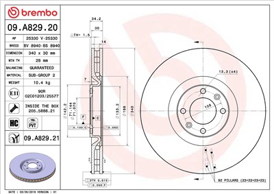 BREMBO 09.A829.21 EAN: 8020584036037.