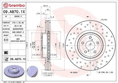 BREMBO 09.A870.1X EAN: 8020584225745.