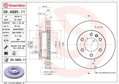 BREMBO 09.A895.11 EAN: 8020584238868.