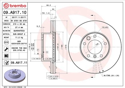 BREMBO 09.A917.11 EAN: 8020584226919.