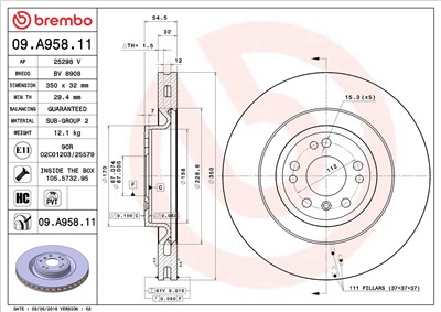 BREMBO 09.A958.11 EAN: 8020584210925.