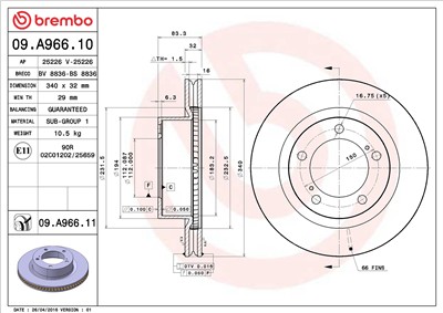 BREMBO 09.A966.11 EAN: 8020584031797.