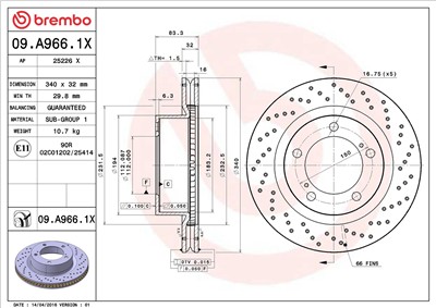 BREMBO 09.A966.1X EAN: 8020584217757.