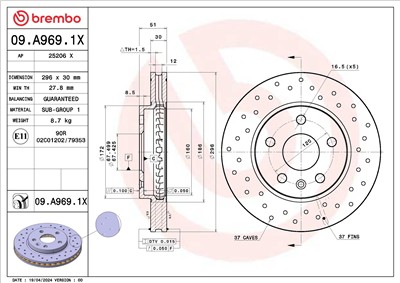 BREMBO 09.A969.1X EAN: 8020584329450.