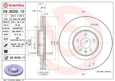 BREMBO 09.B039.11 EAN: 8020584026120.