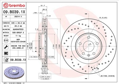 BREMBO 09.B039.1X EAN: 8020584217634.
