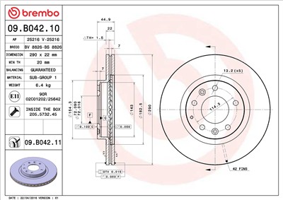 BREMBO 09.B042.11 EAN: 8020584026212.