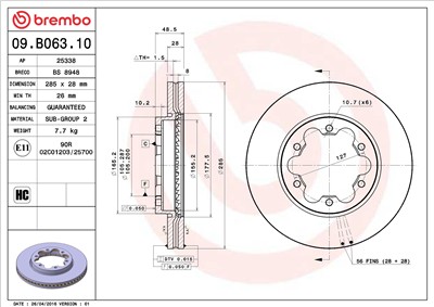 BREMBO 09.B063.10 EAN: 8020584036600.