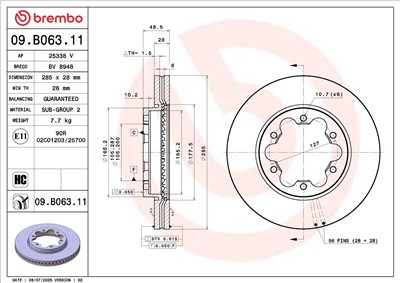 BREMBO 09.B063.11 EAN: 8020584346099.