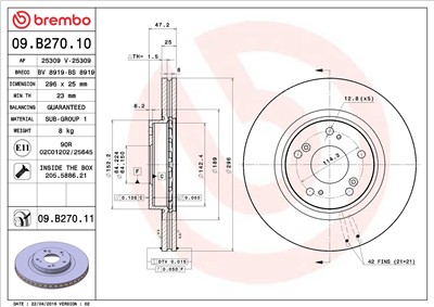 BREMBO 09.B270.10 EAN: 8020584036495.