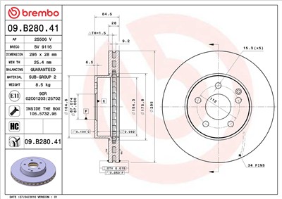 BREMBO 09.B280.41 EAN: 8020584219843.