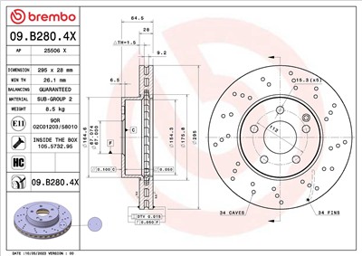 BREMBO 09.B280.4X EAN: 8020584325124.