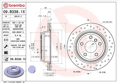 BREMBO 09.B338.1X EAN: 8020584317006.
