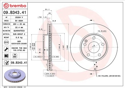 BREMBO 09.B343.41 EAN: 8020584037492.