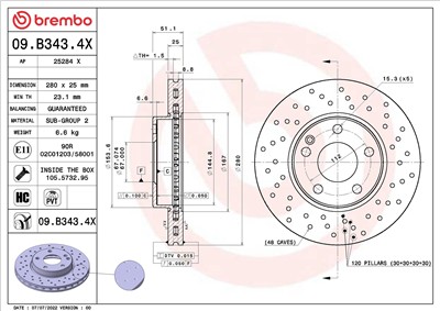 BREMBO 09.B343.4X EAN: 8020584320174.